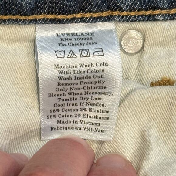Everlane Jeans Womens 30 The Cheeky High Rise Japanese Blue Denim Raw Hem NEW - Picture 5 of 11